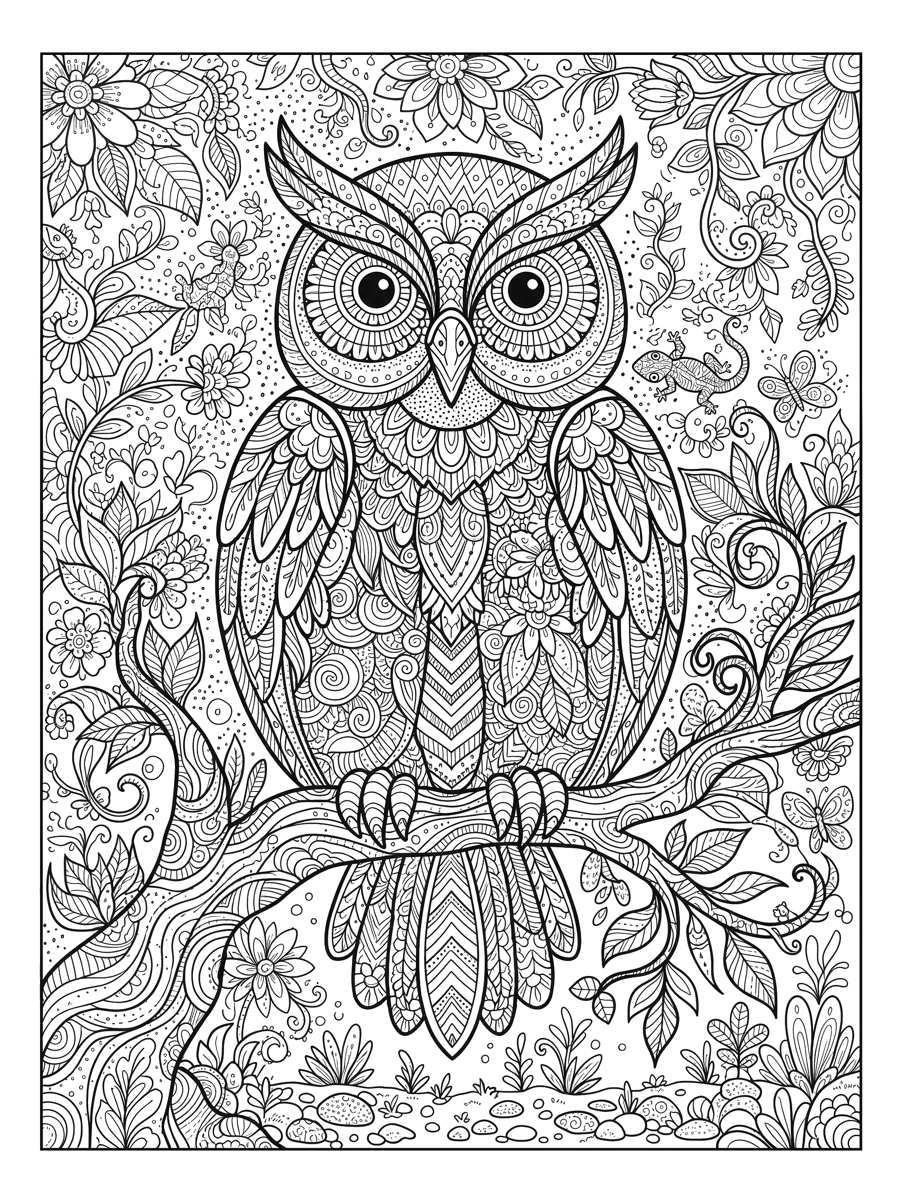 Detailed Alebrije Owl coloring page