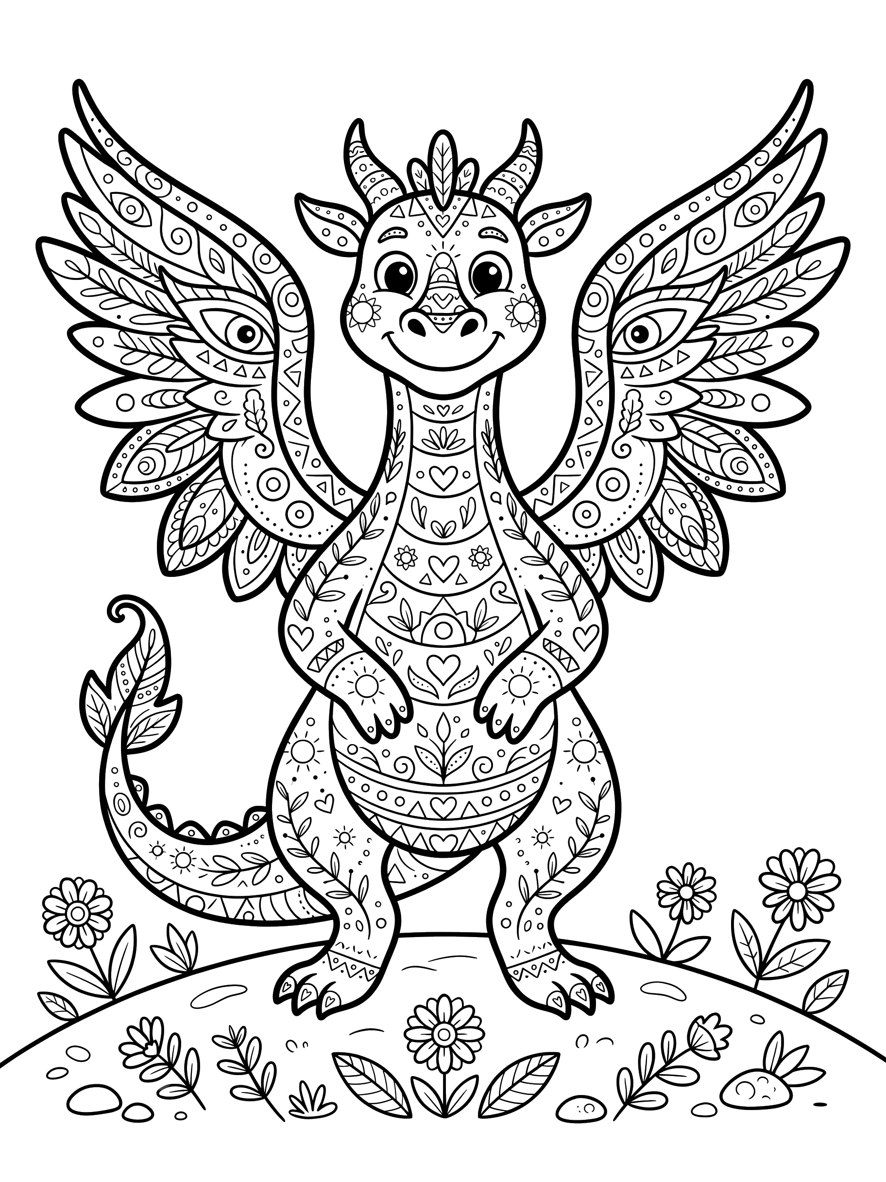 Friendly Alebrije Dragon coloring page