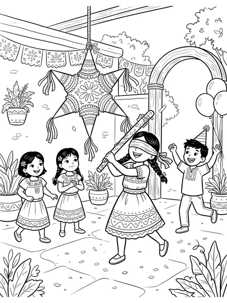 Kids Breaking a Piñata