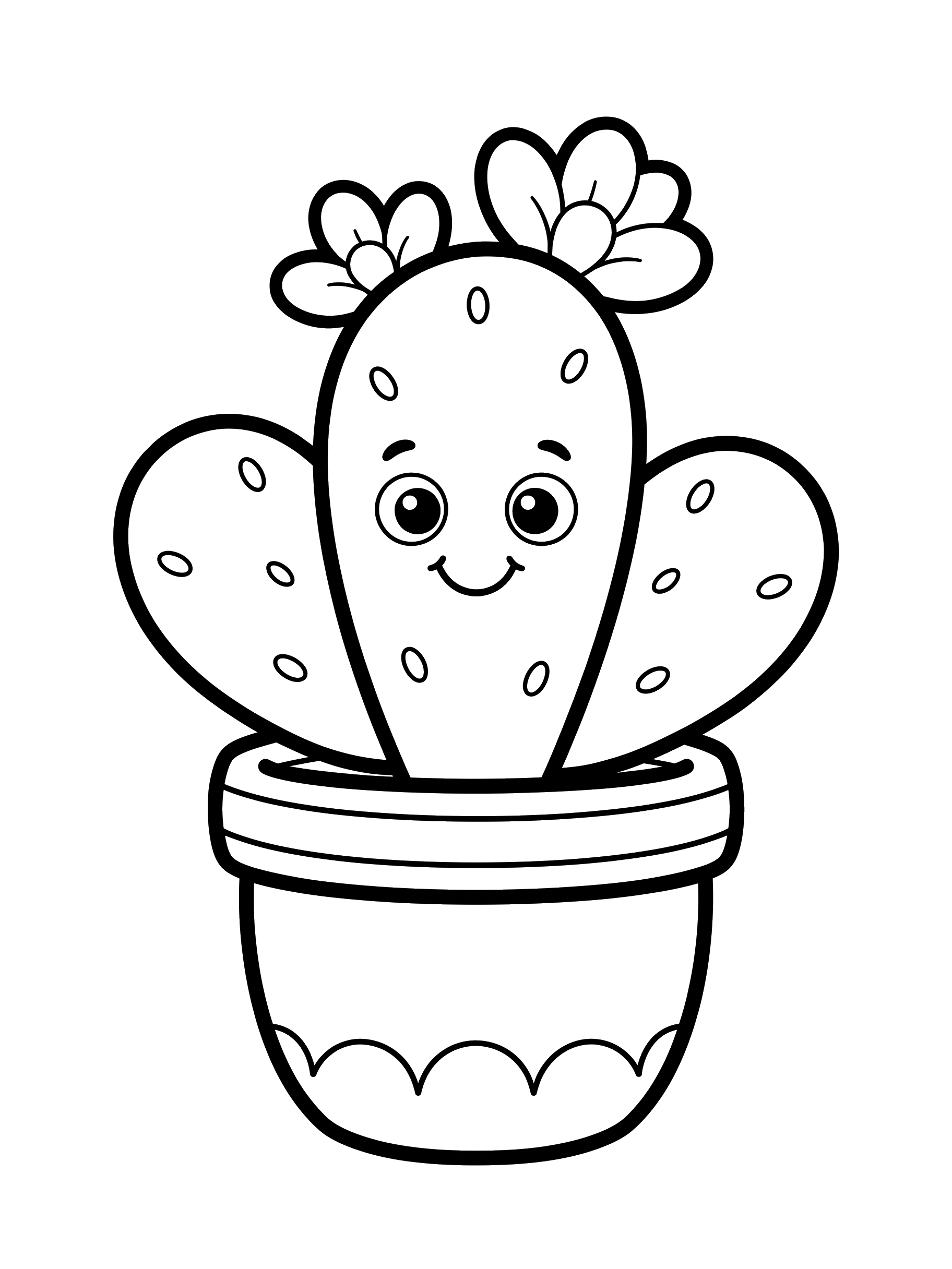 Nopal Cactus with Flowers coloring page
