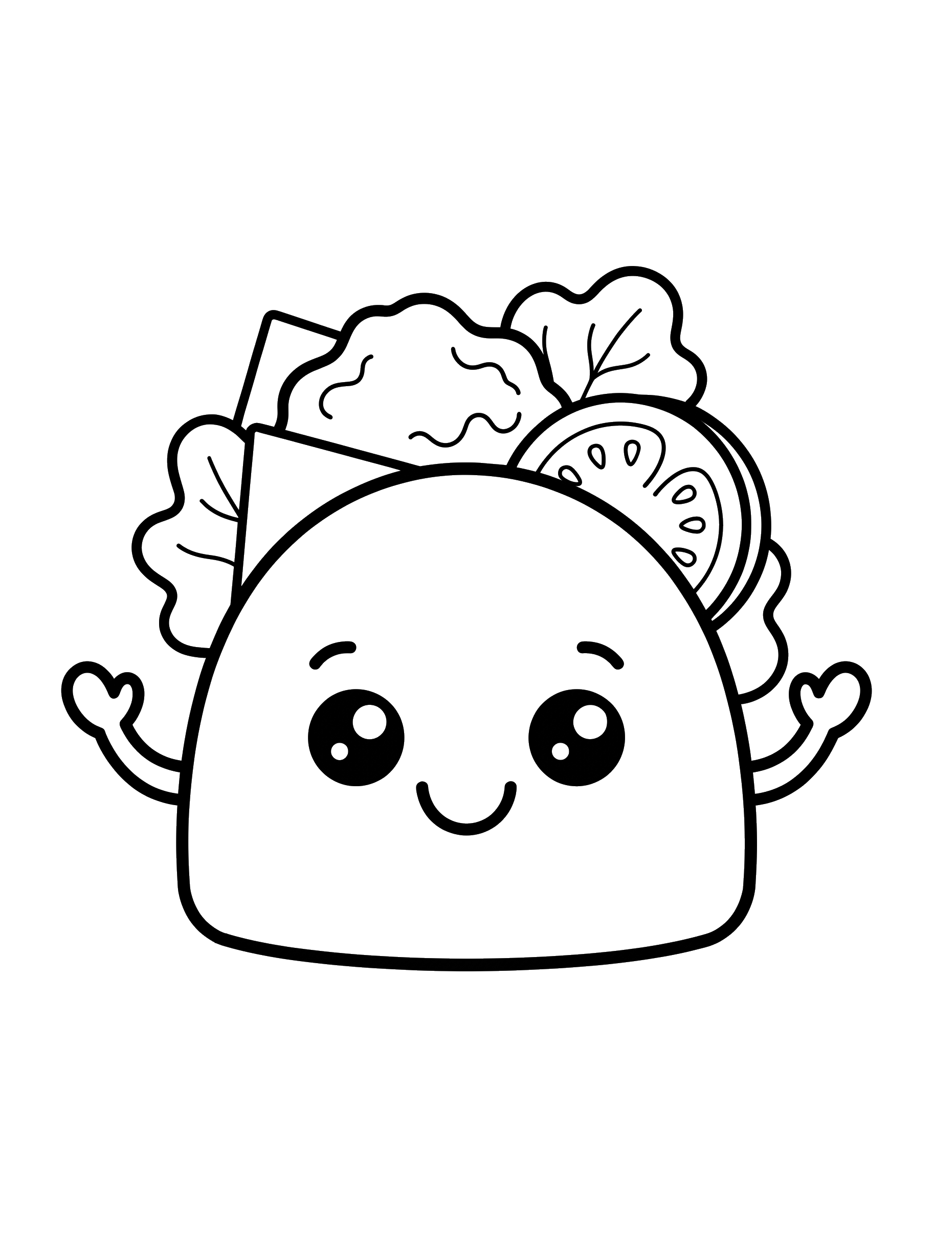 Smiling Taco Friend coloring page