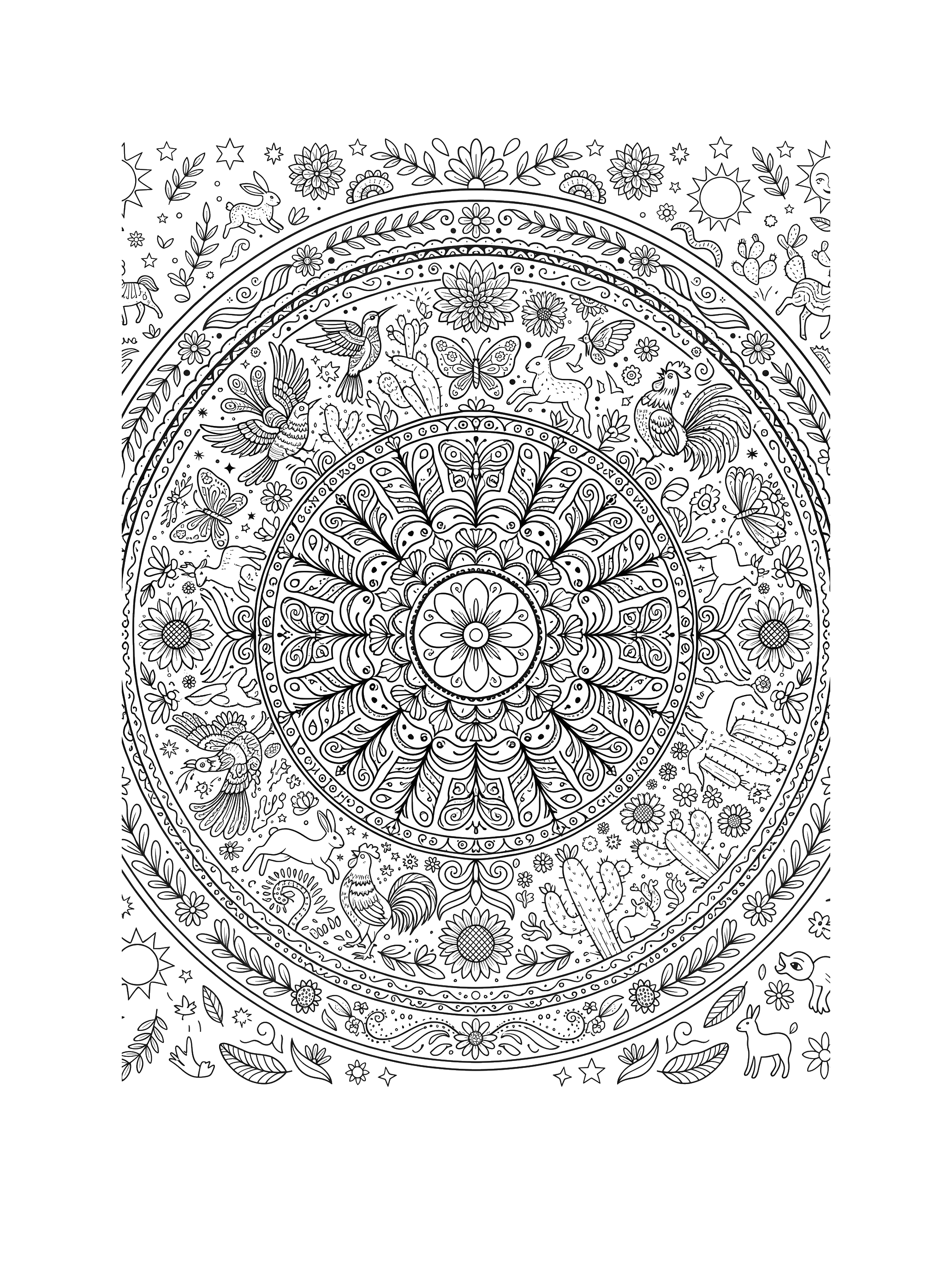 Talavera Tile Mandala coloring page