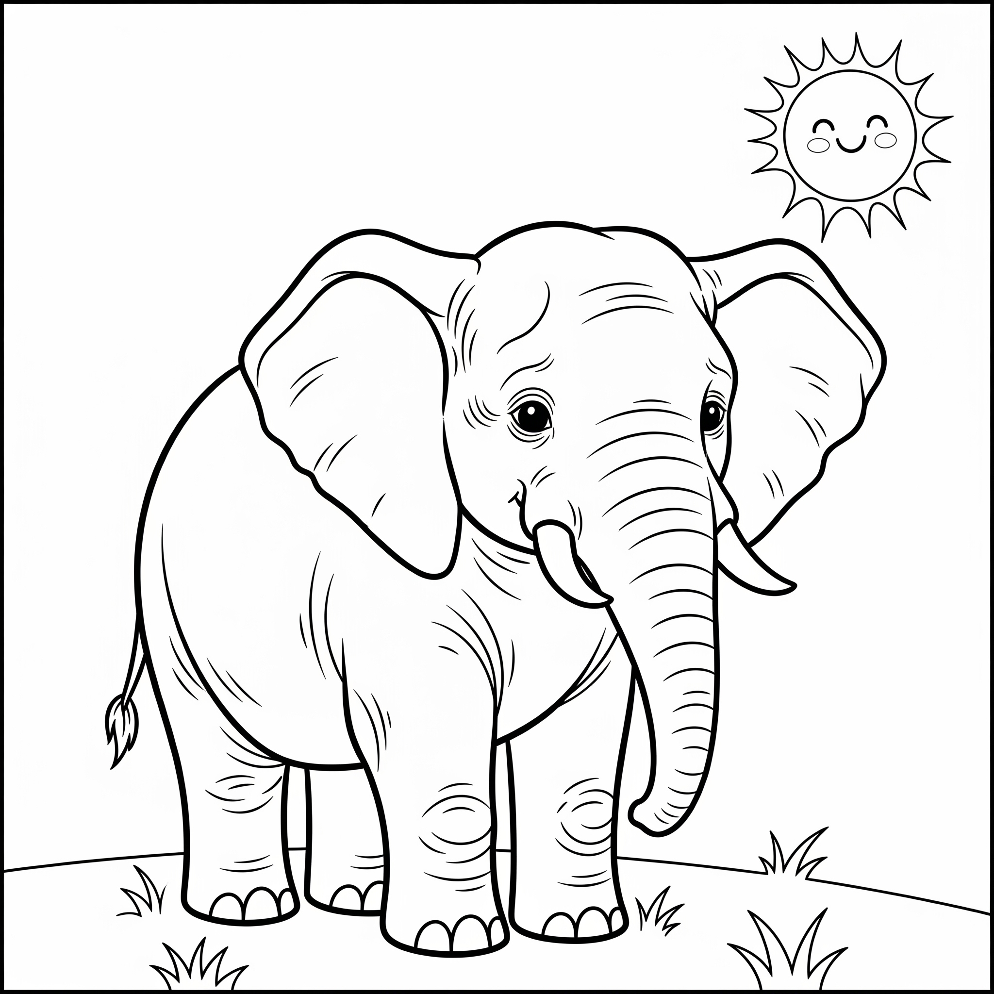 Elefante con detalles moderados para colorear