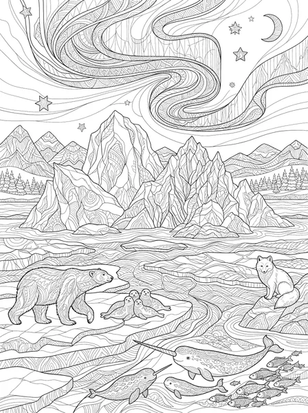 Arctic Landscape with Aurora