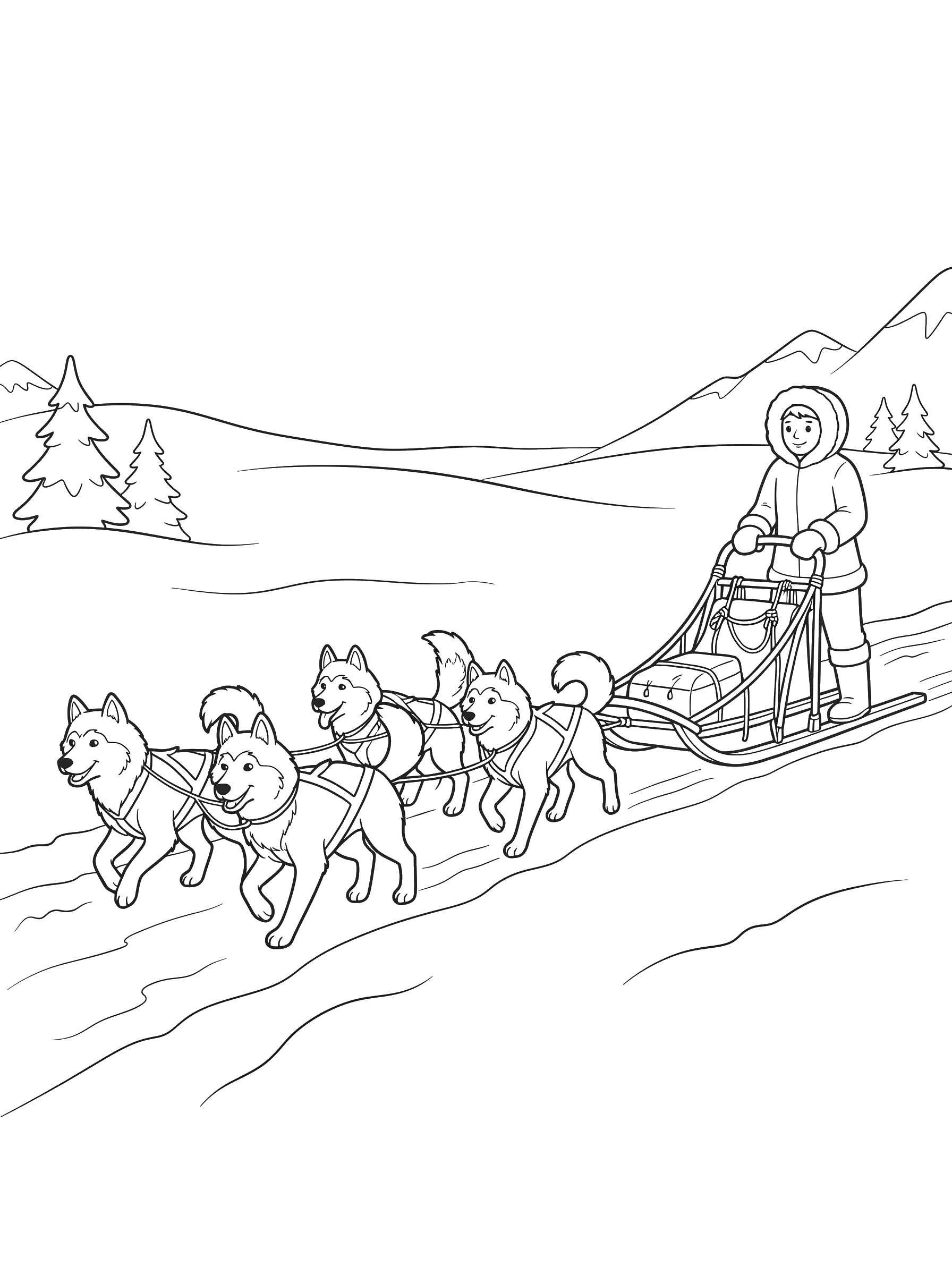 Dog Sled Race coloring page