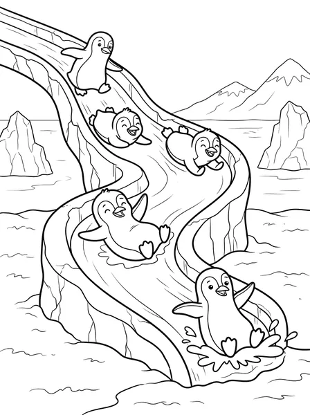 Penguins Sliding on the Ice