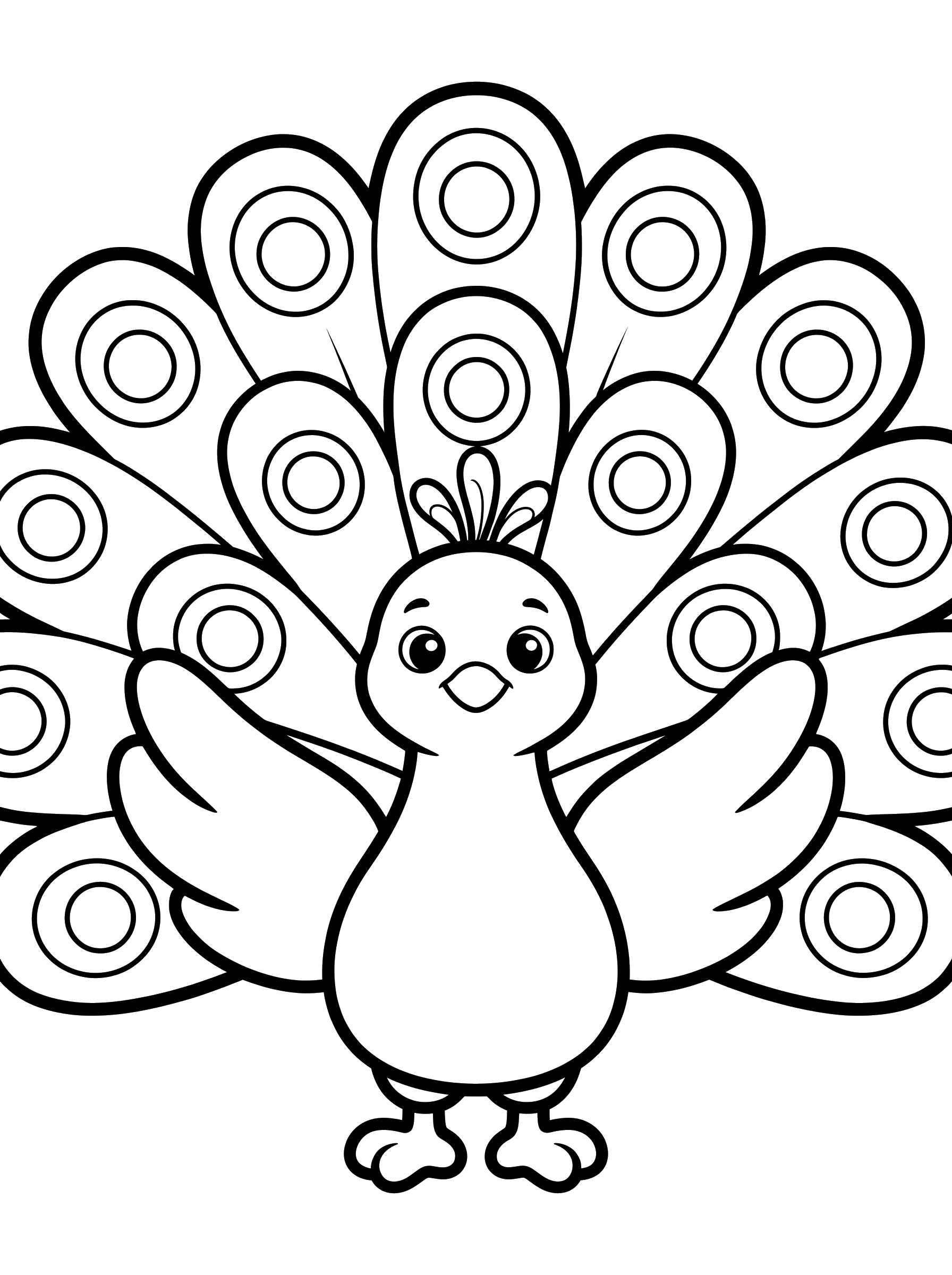 Peacock with Its Tail Open coloring page