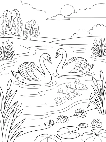 Swans on a Pond