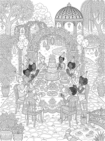 Big Garden Birthday Celebration coloring page