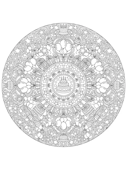 Birthday Mandala coloring page