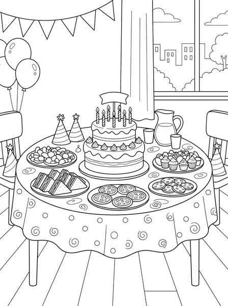 Birthday Party Table coloring page
