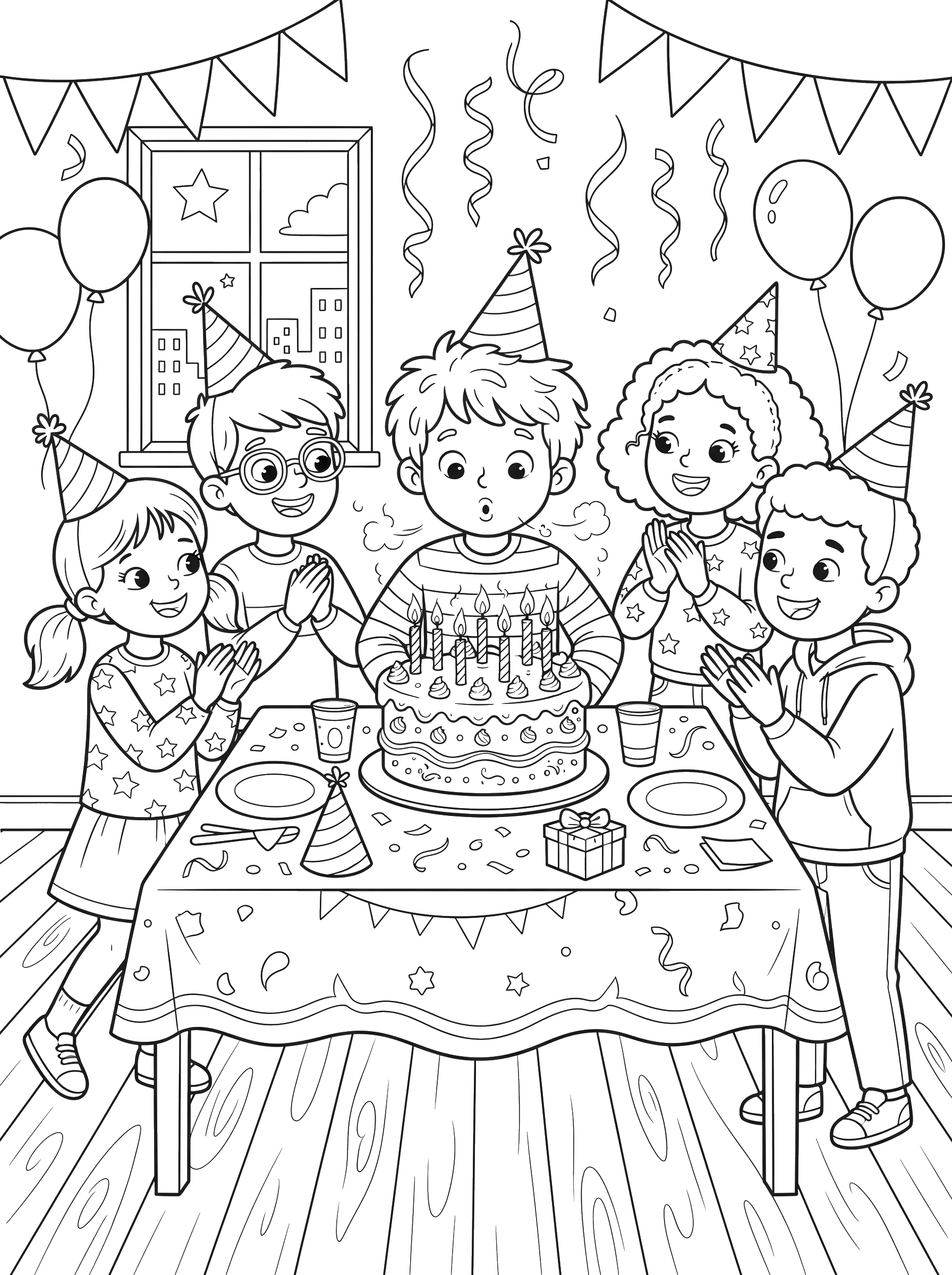 Blowing Out the Candles coloring page