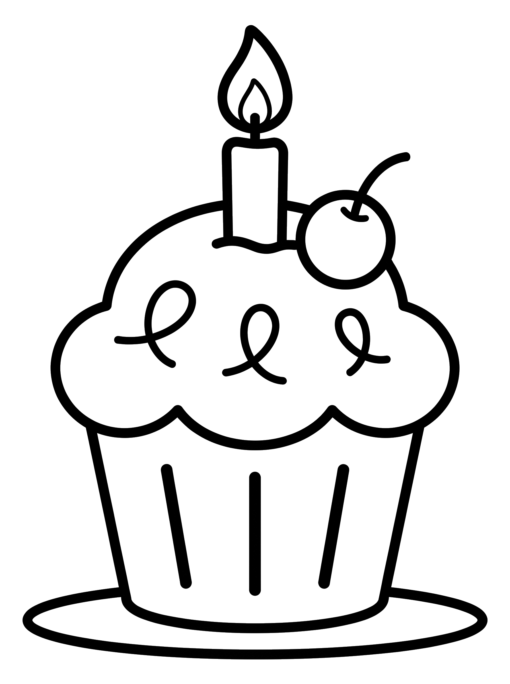 Cupcake with a Candle coloring page