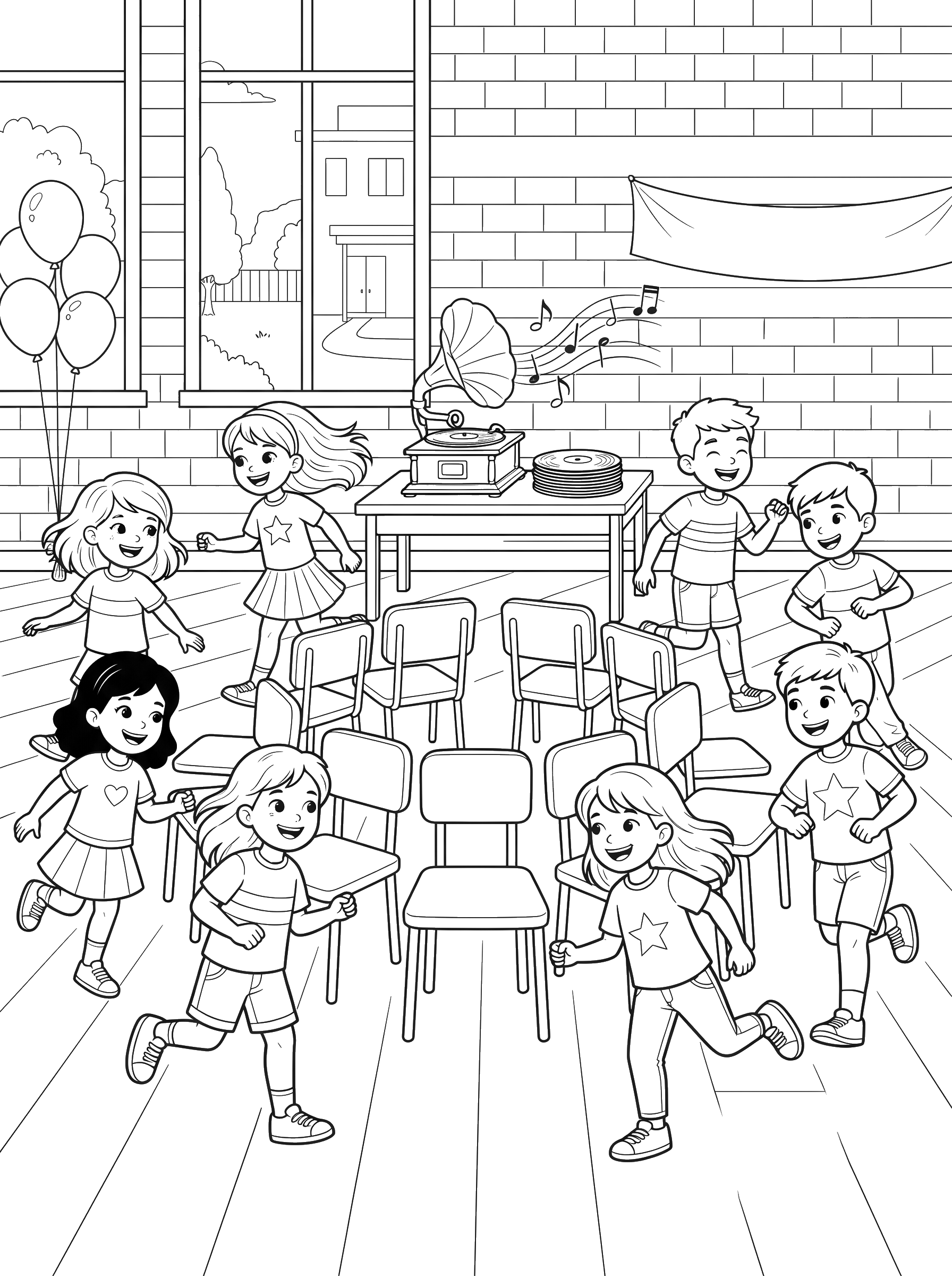 Musical Chairs Party Game coloring page