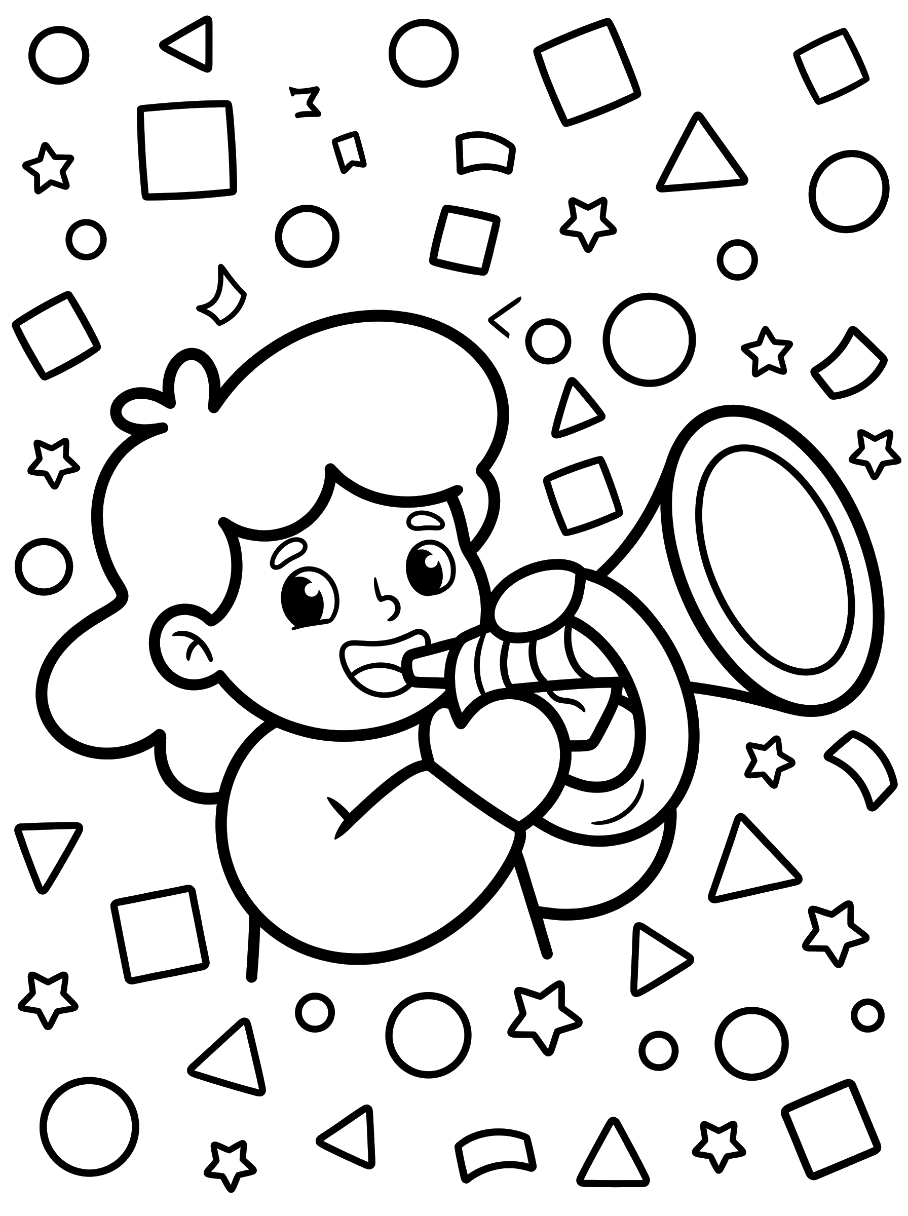 Party Horn and Confetti coloring page