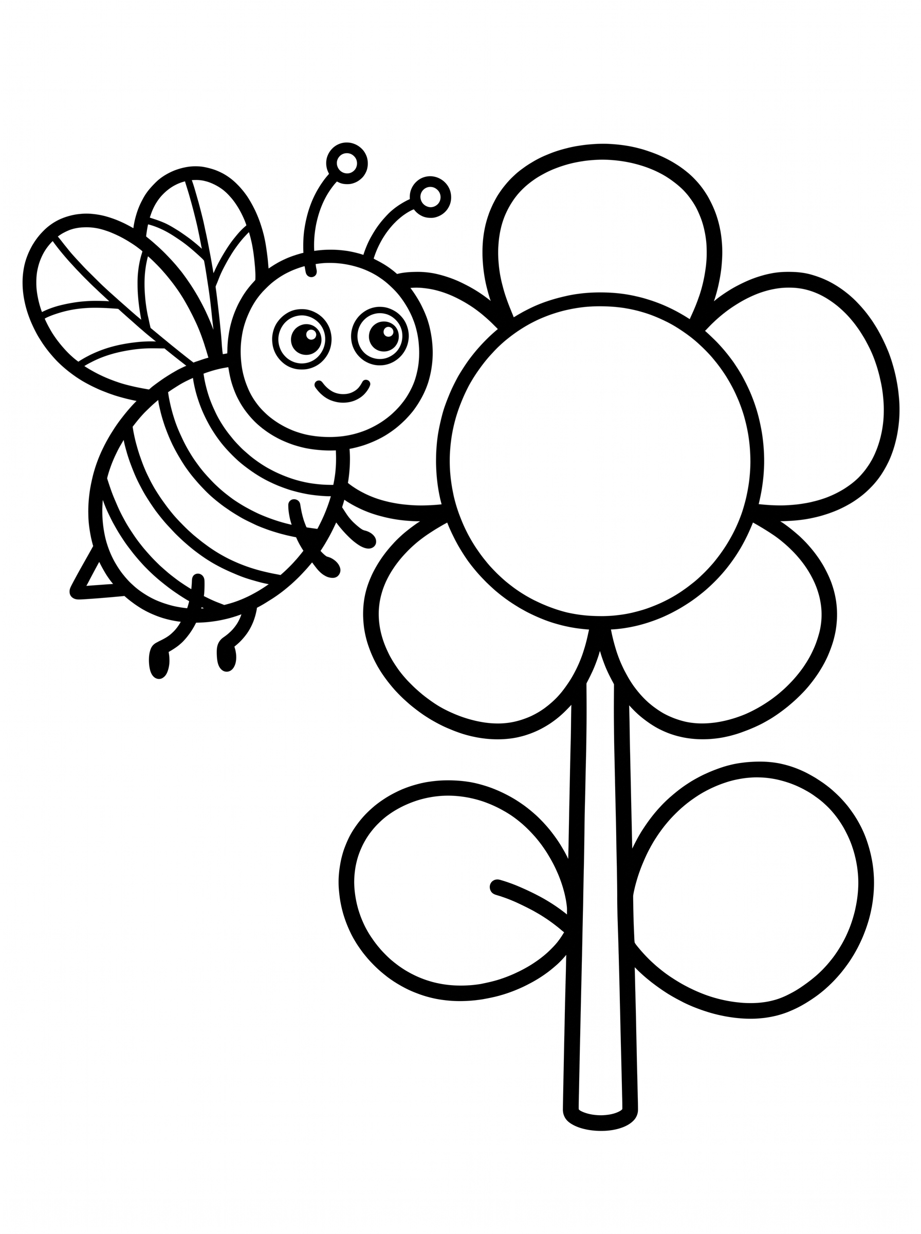 Busy Bee and Flower coloring page