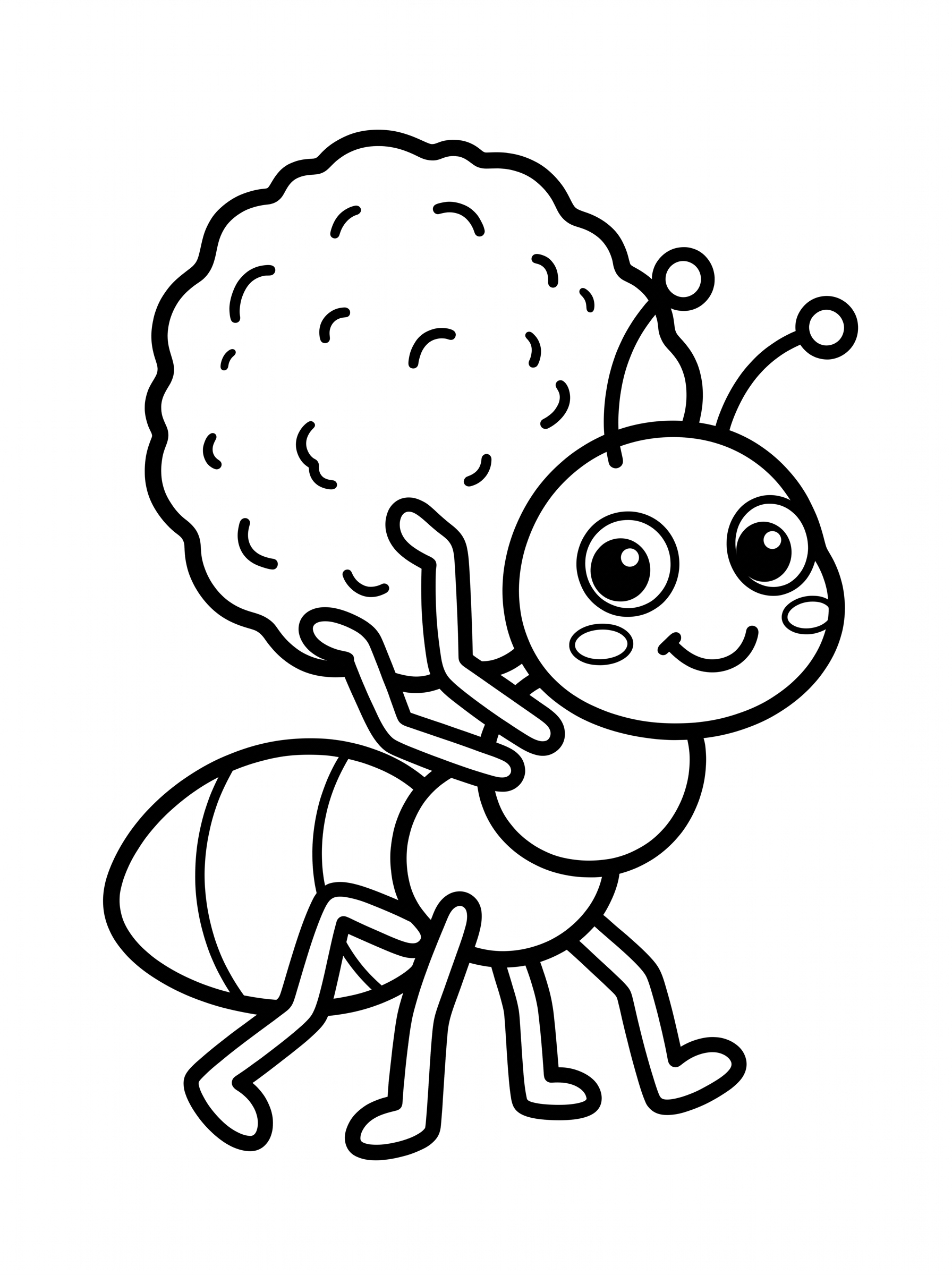 Friendly Ant Carrying a Crumb coloring page
