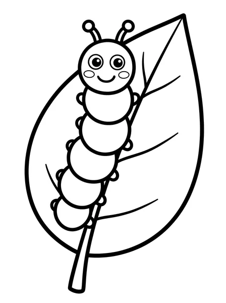 Happy Caterpillar on a Leaf