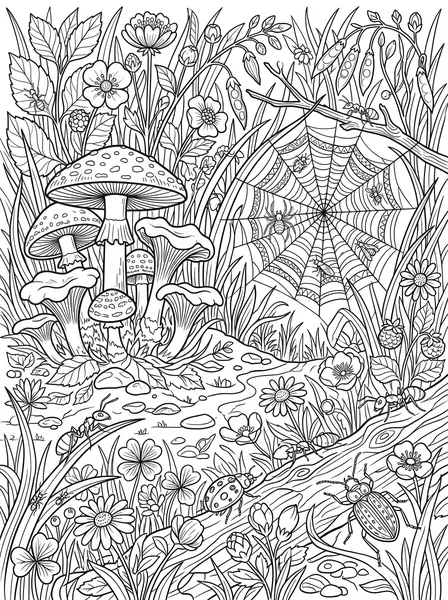Insect World in the Grass coloring page