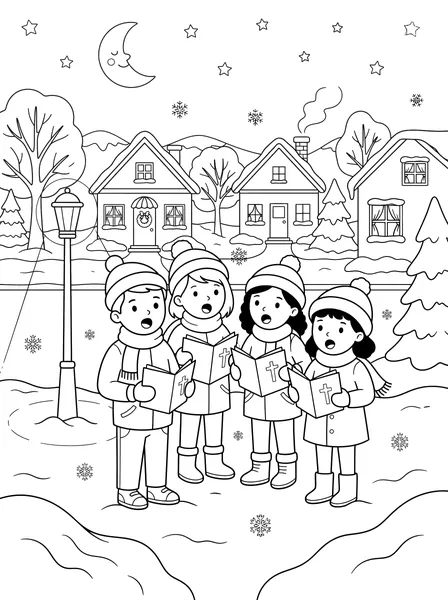 Christmas Carolers coloring page