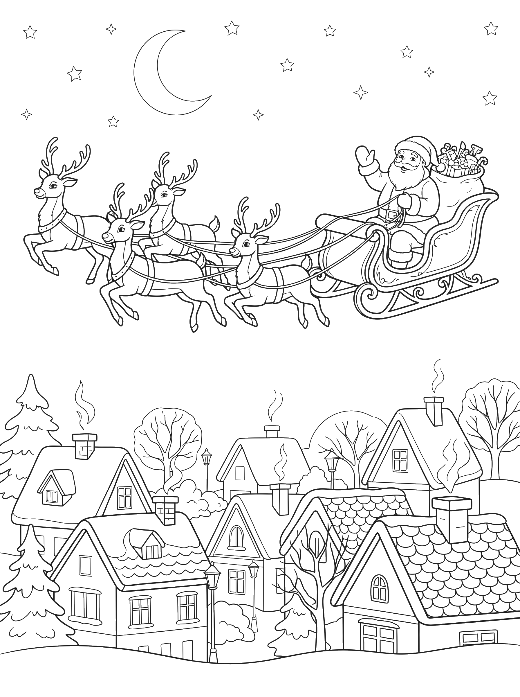 Santa's Sleigh Ride coloring page