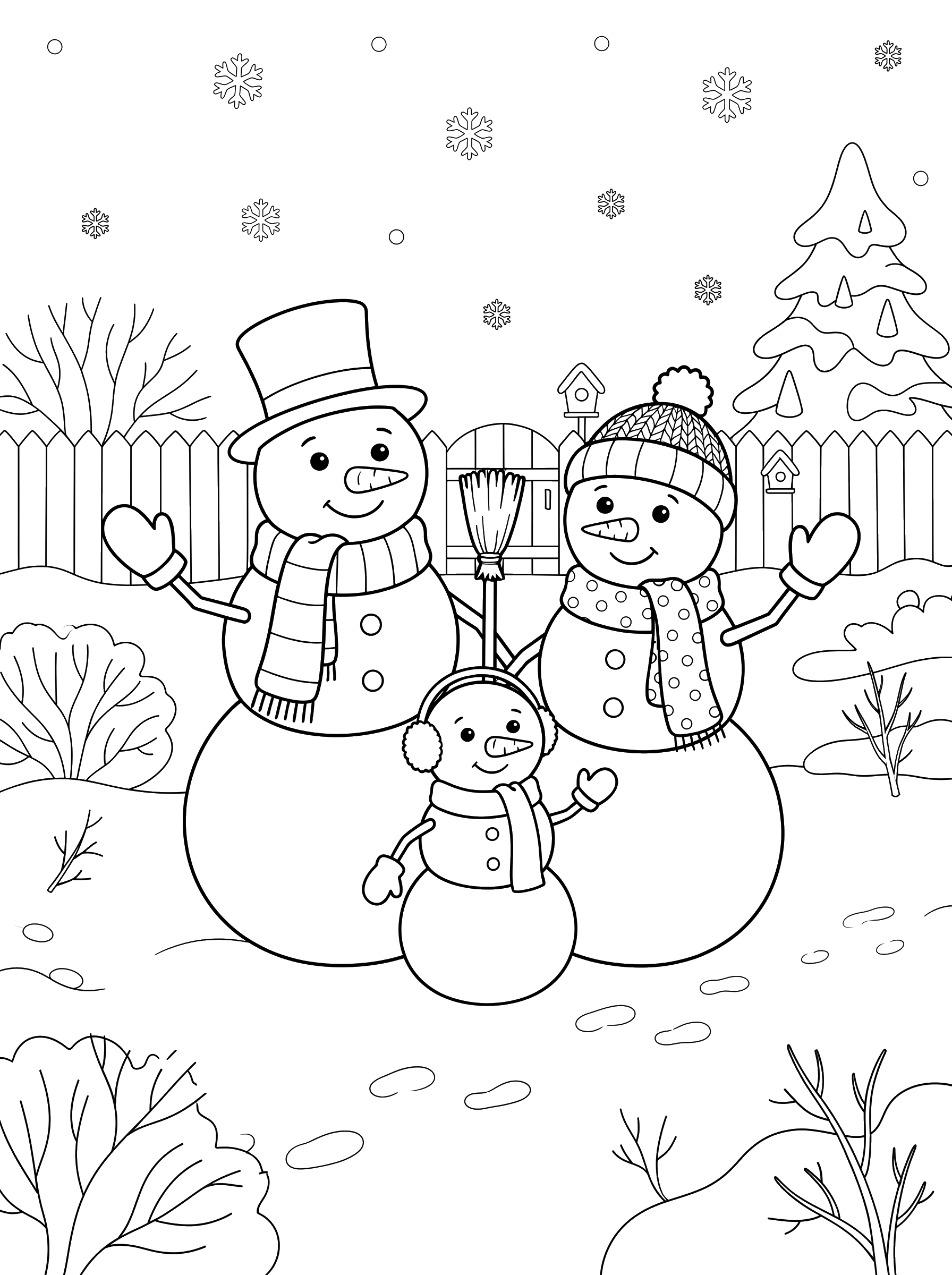 Snowman Family coloring page