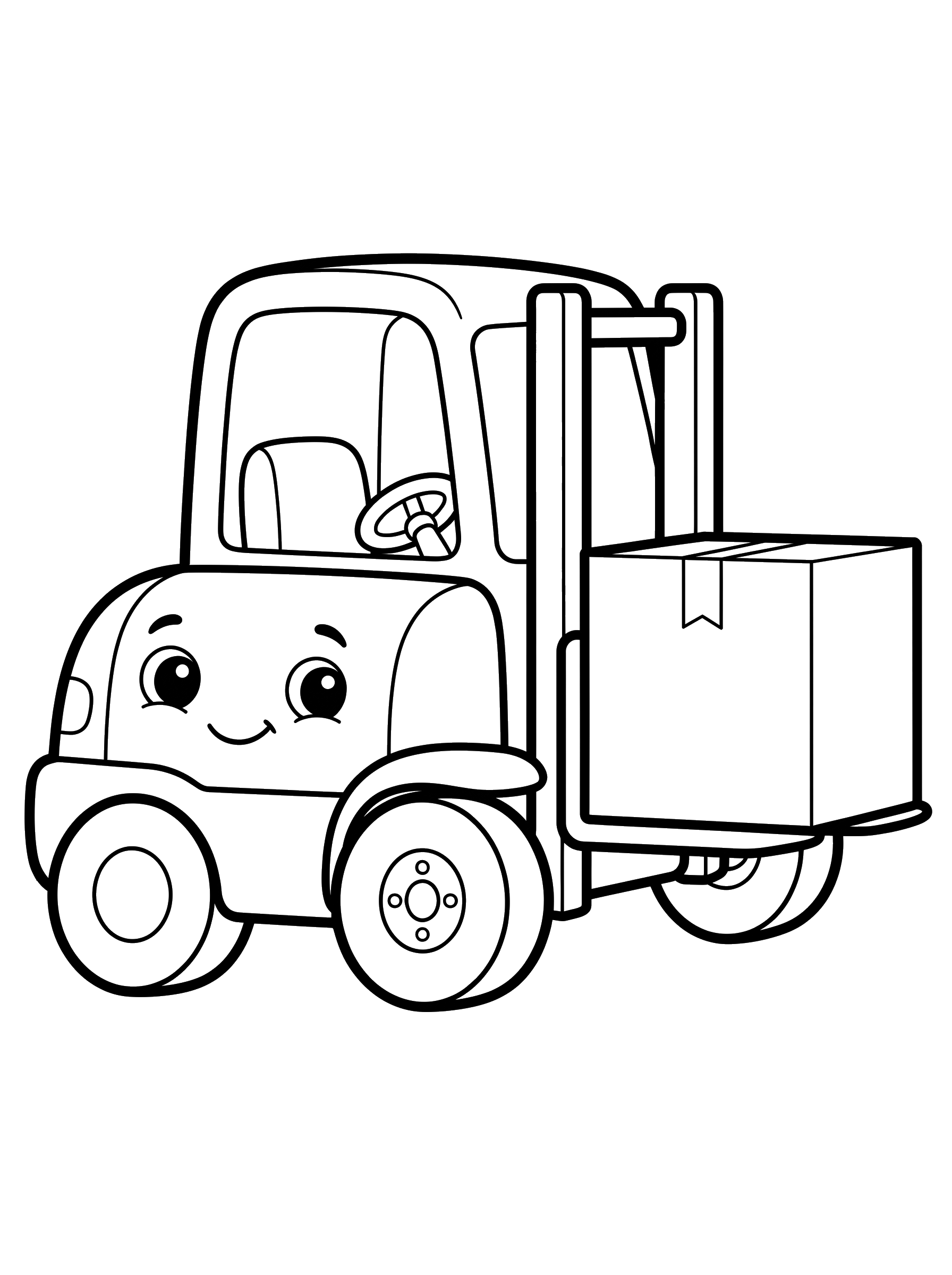 Forklift with a Box coloring page