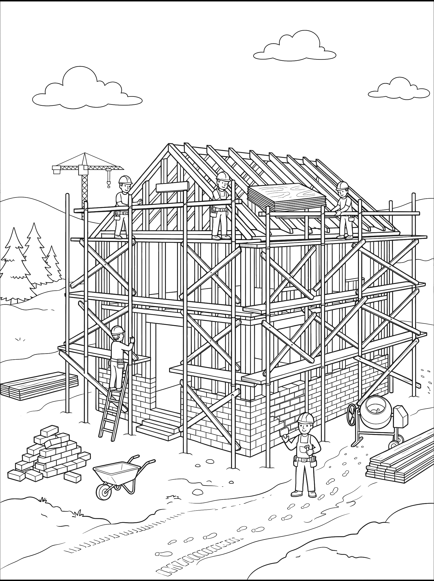 House Under Construction coloring page