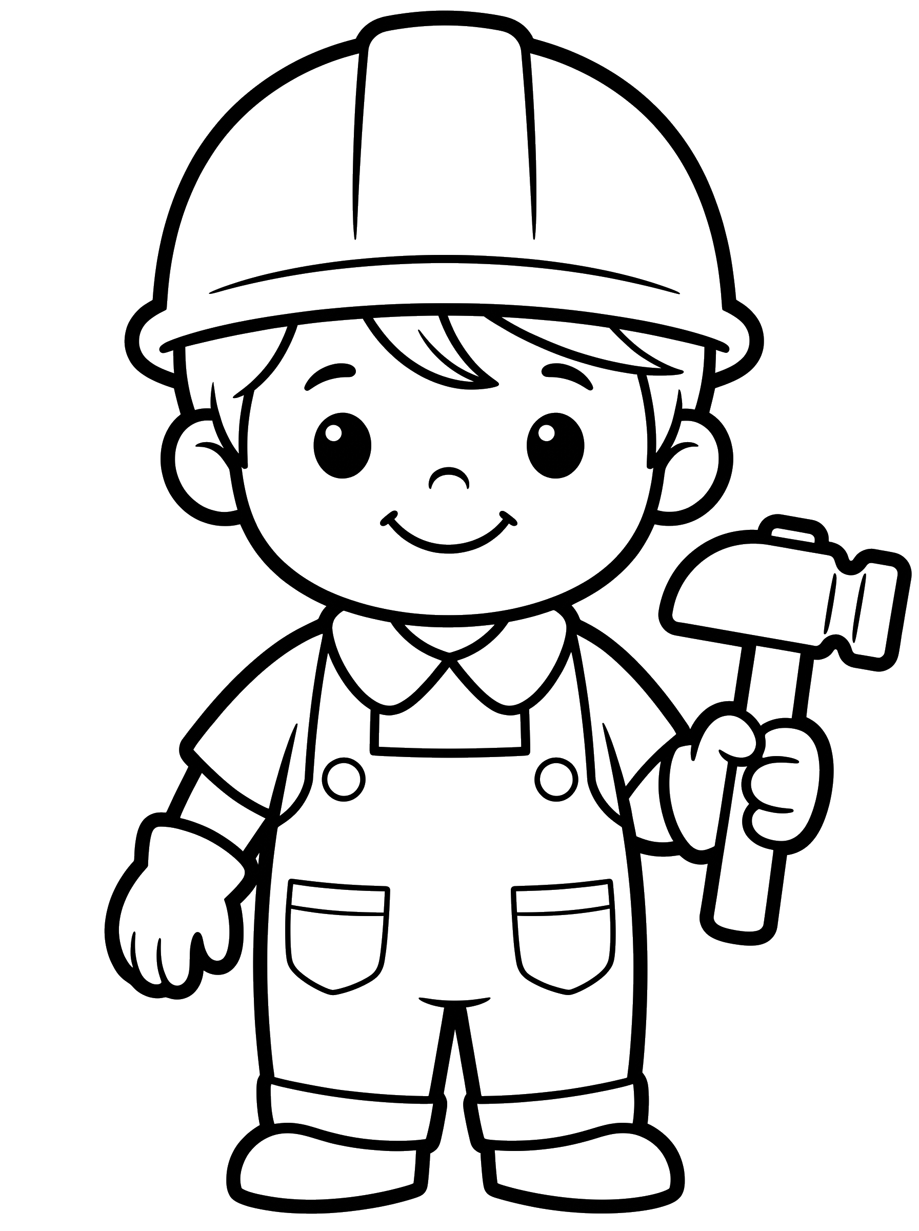 Little Builder with a Hard Hat coloring page