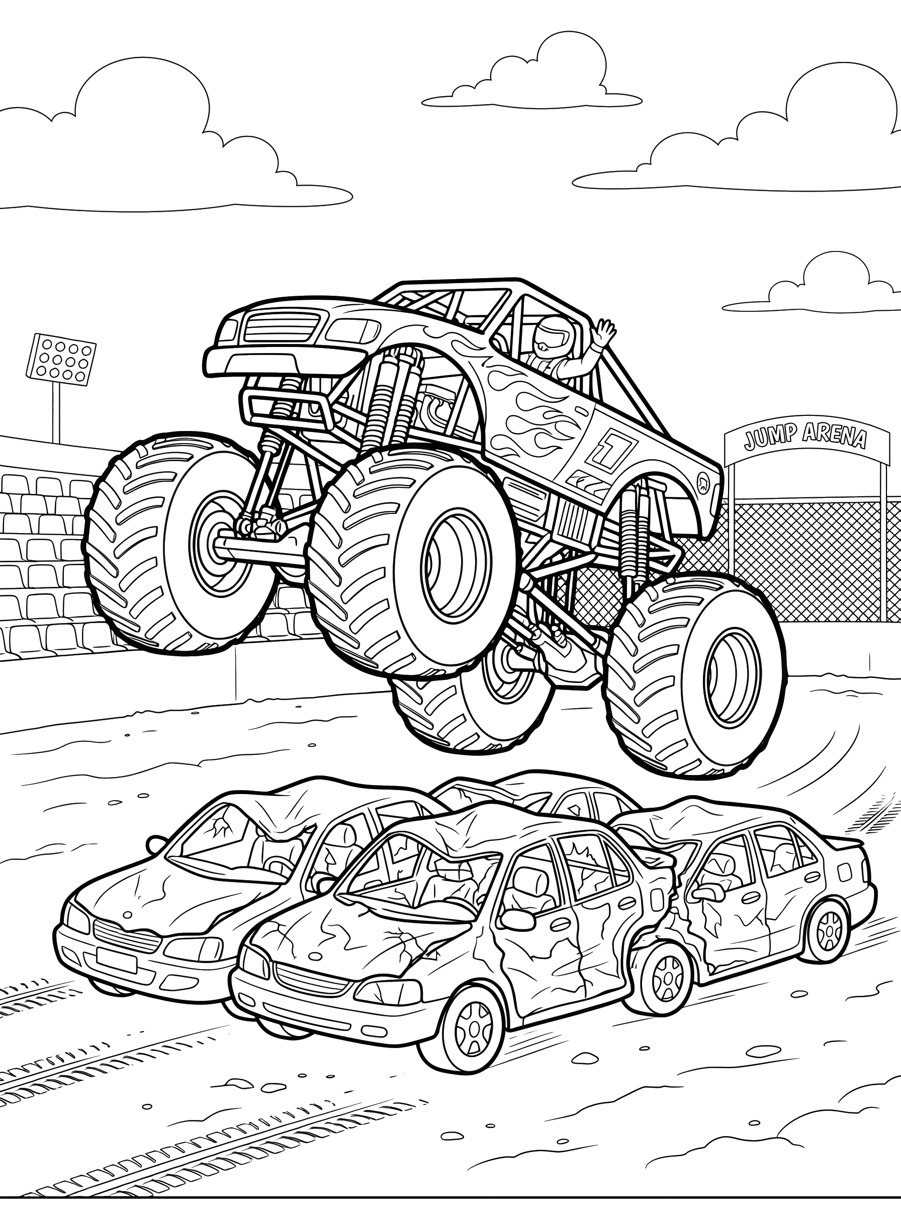 Monster Truck Jump coloring page