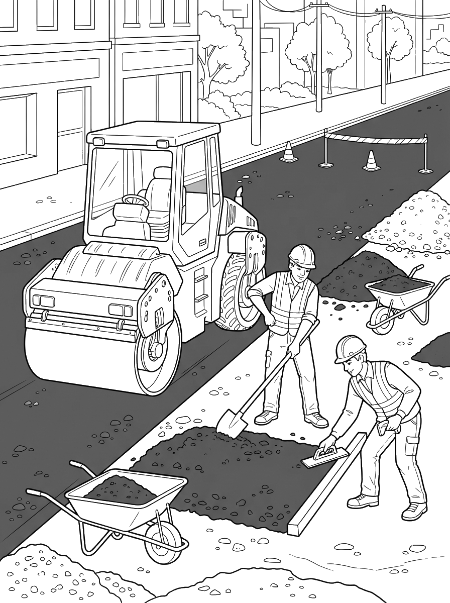 Road Repair Crew coloring page