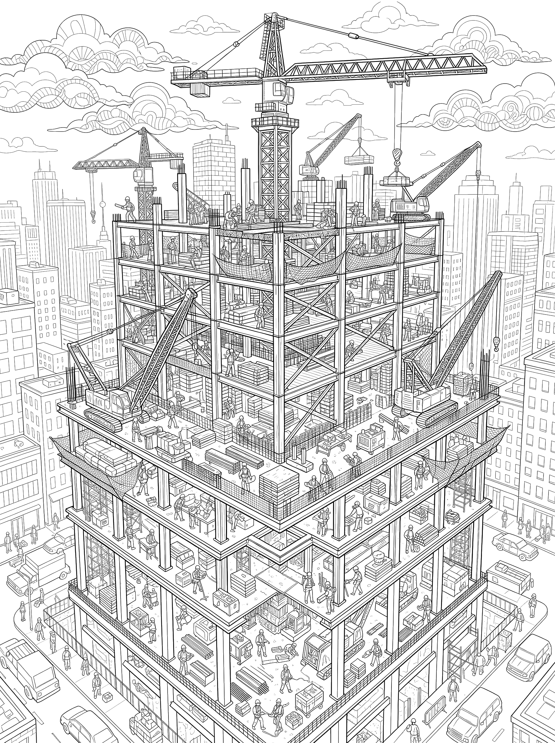 Skyscraper Construction coloring page