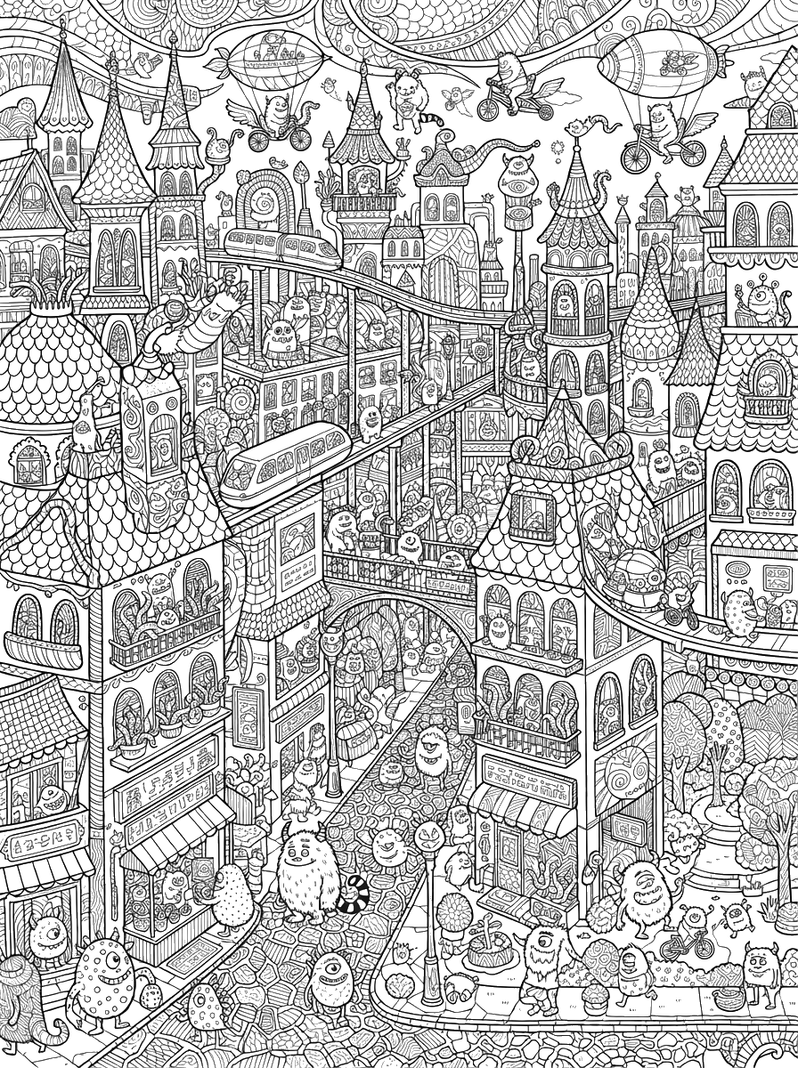 Big Monster Get-Together coloring page