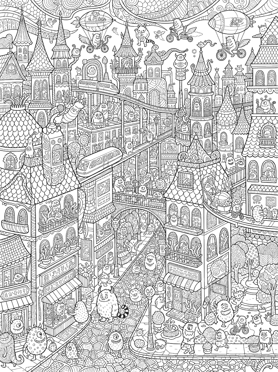 City of Cute Monsters coloring page