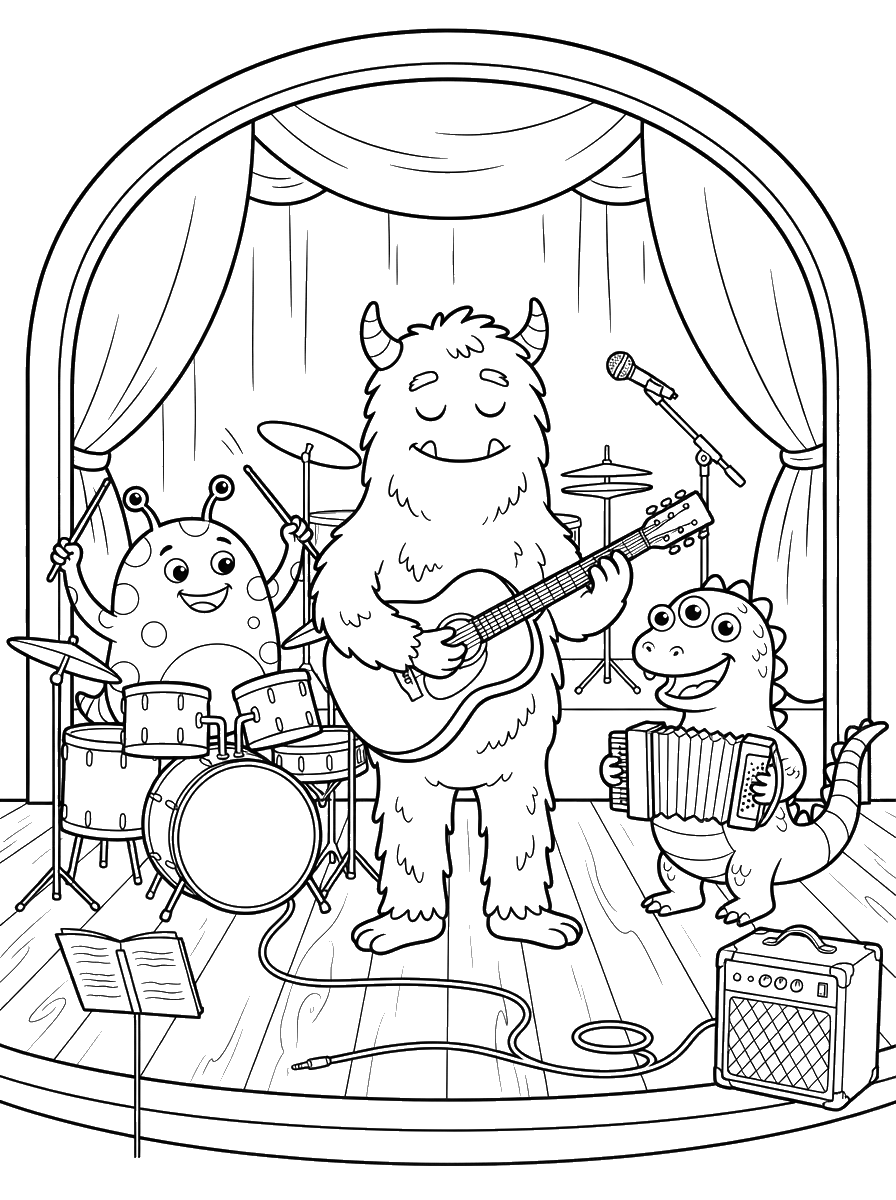 Monster Band coloring page