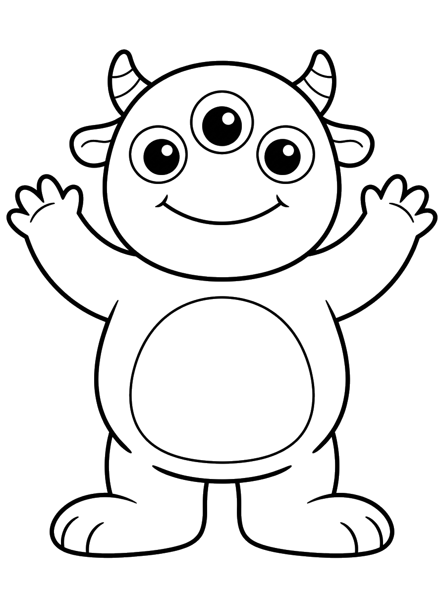 Three-Eyed Monster coloring page