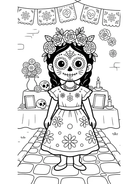 Catrina Girl coloring page