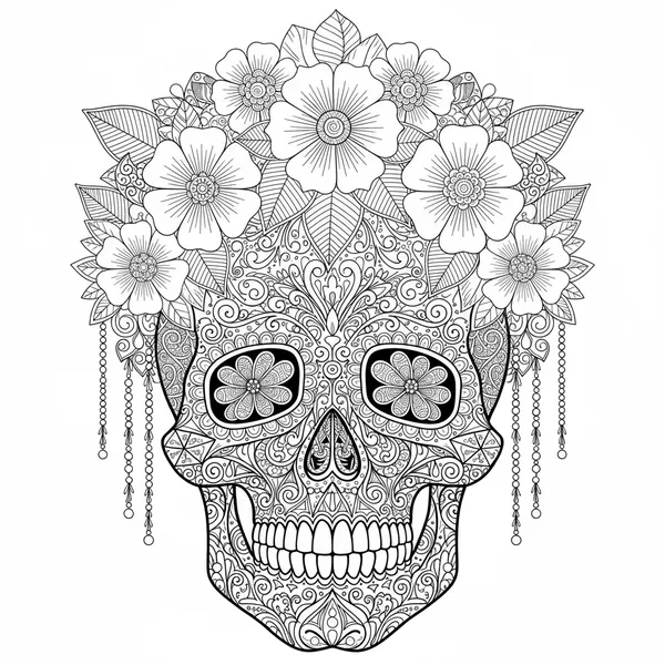 Highly Detailed Zentangle Catrina Skull