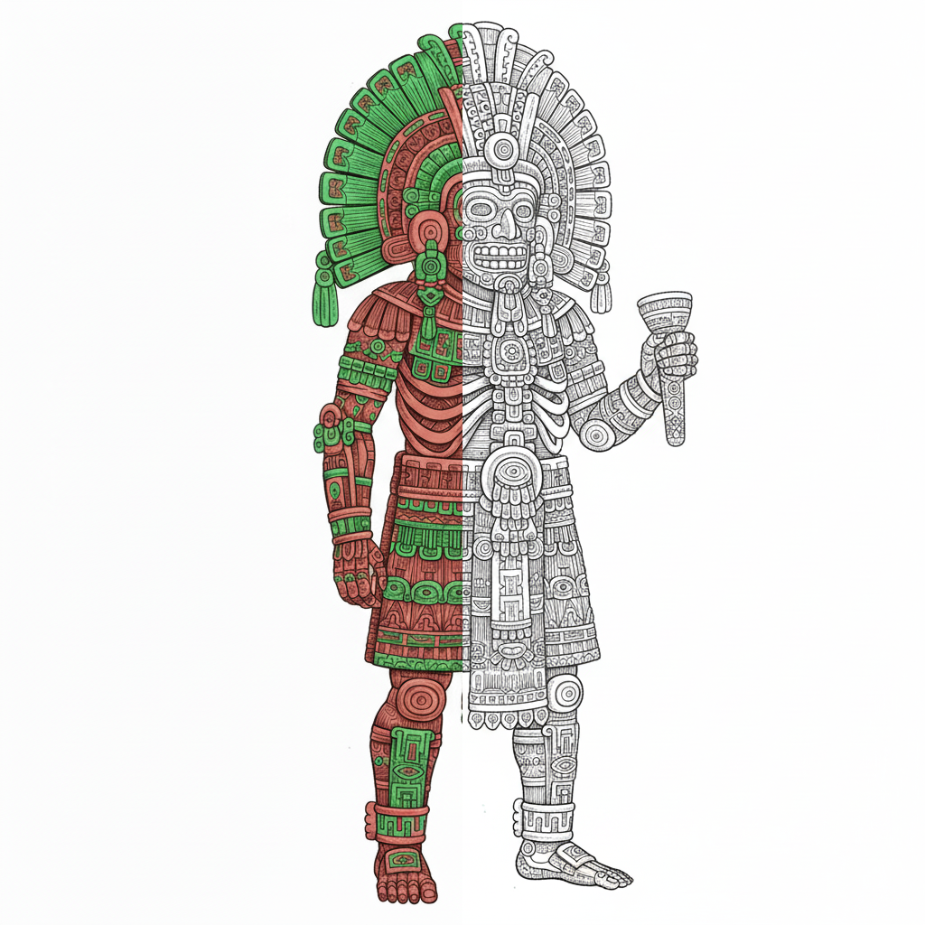 Mictlantecuhtli con Patrones Aztecas