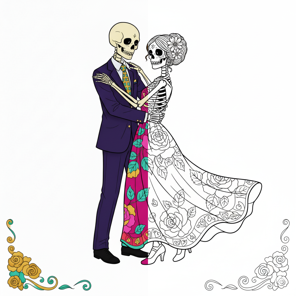 Pareja Esqueleto Bailando