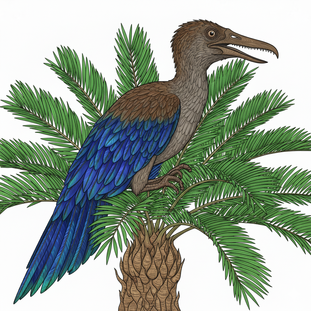 Arqueoptérix coloreado con una mezcla de colores de ave y reptil