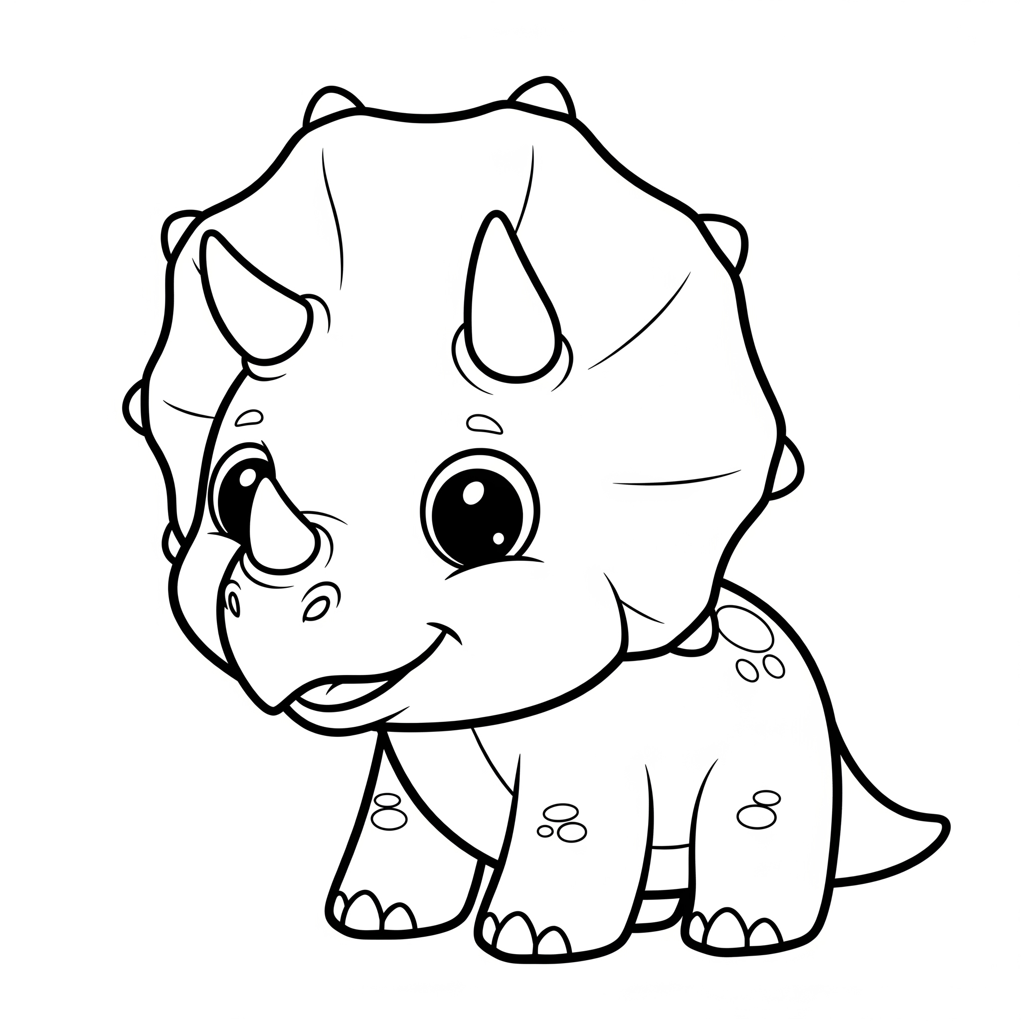 Bebé triceratops de caricatura sin colorear, con contornos gruesos
