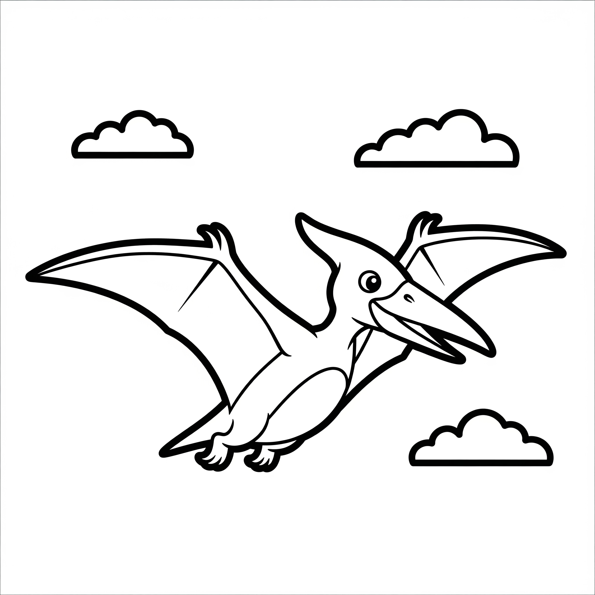 Pterodáctilo simple con alas extendidas, contornos definidos