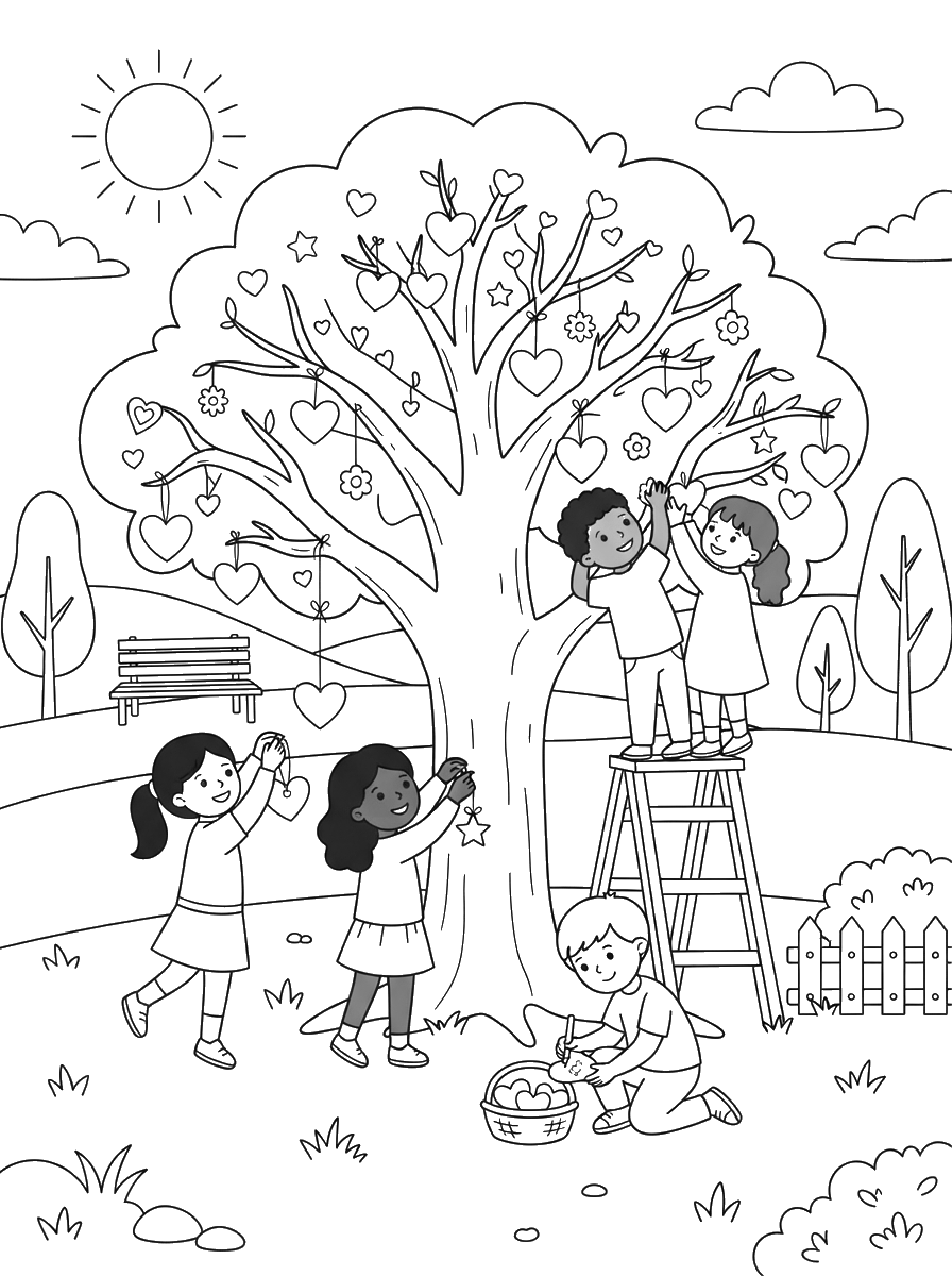 Kindness Tree coloring page