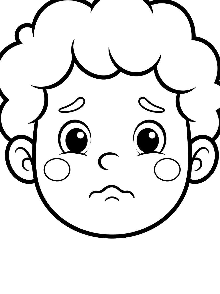Sad Kid Face coloring page
