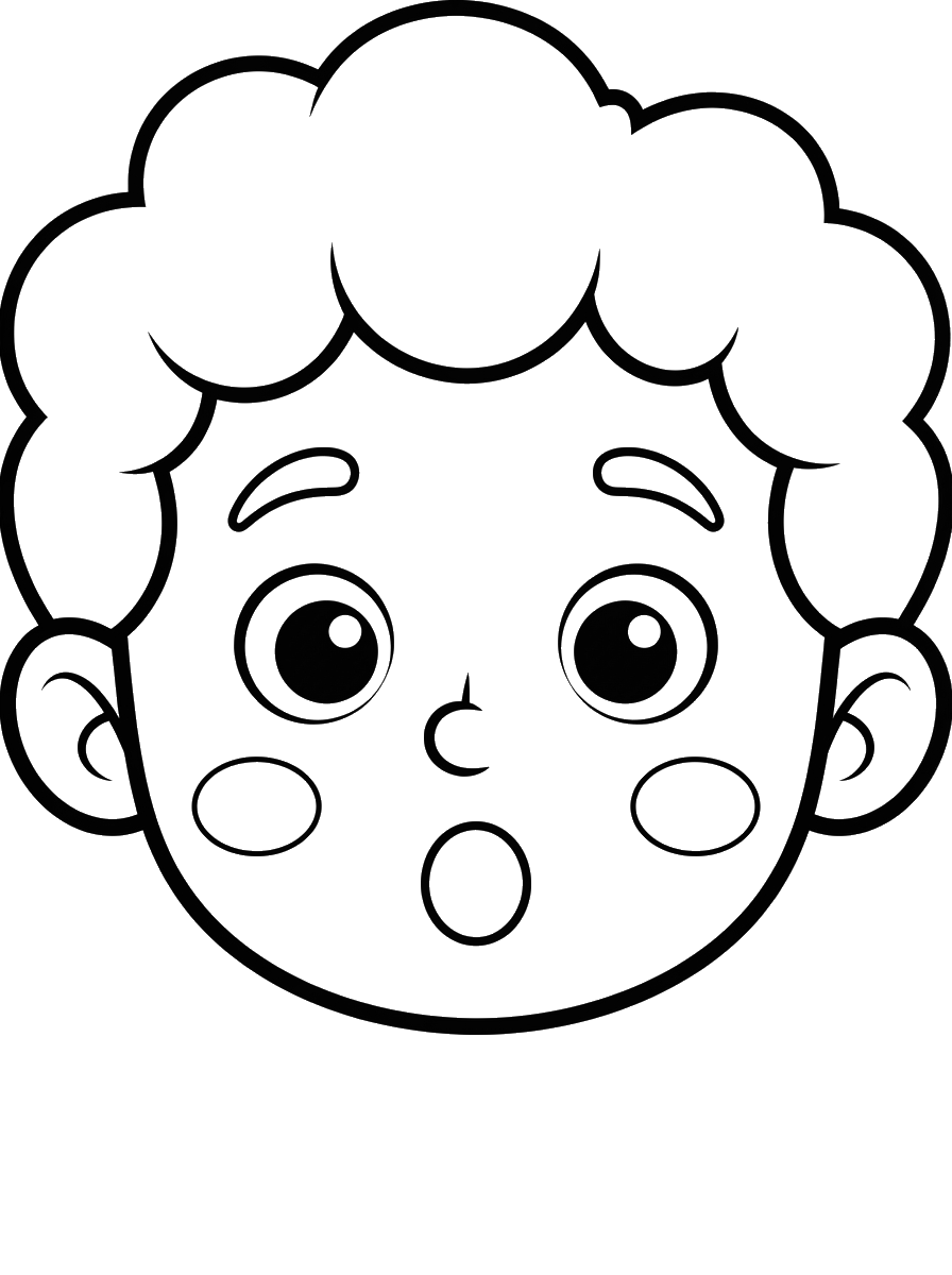 Surprised Kid Face coloring page