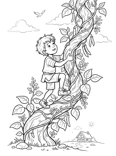 Boy Climbing the Giant Beanstalk