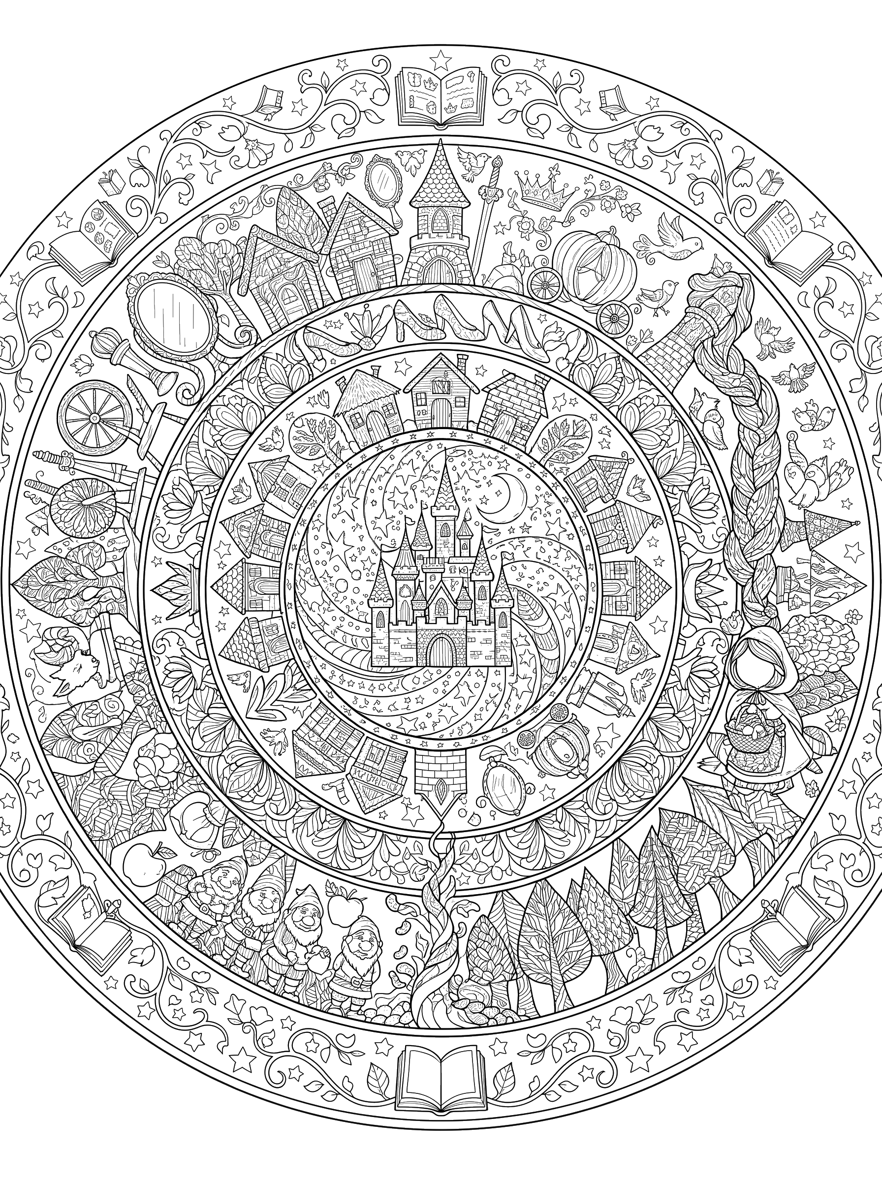 Fairy Tale Mandala coloring page