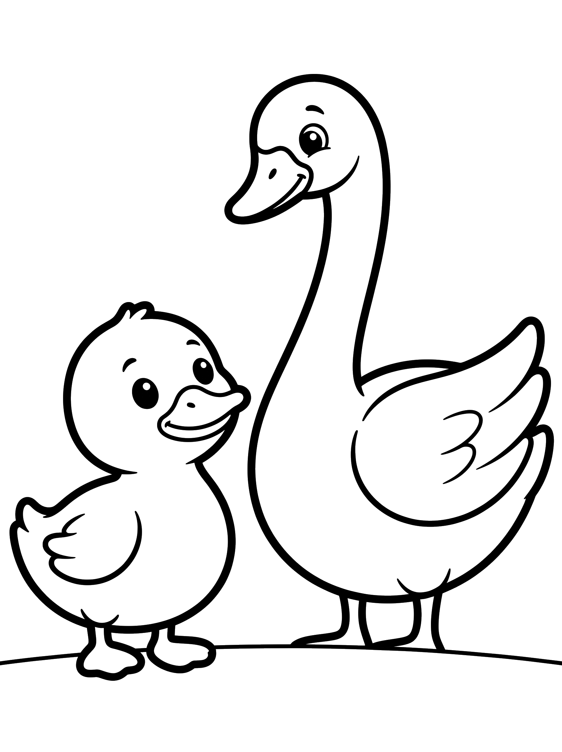 Little Duckling and the Swan coloring page