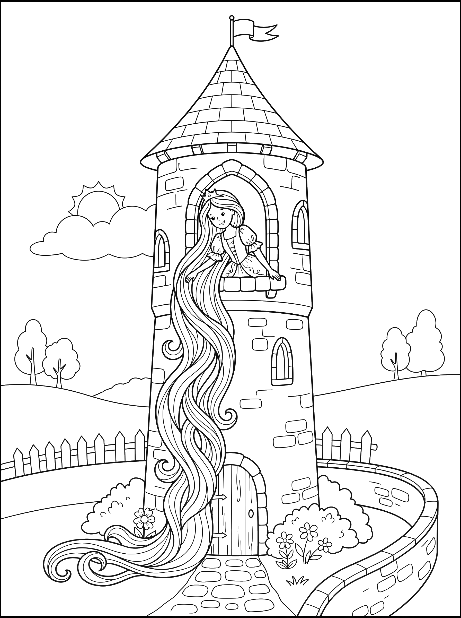 Princess in the Tower coloring page